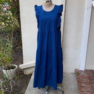 Madewell Bohemian style 100% cotton maxi blue fabulous dress. So chic and comfy!